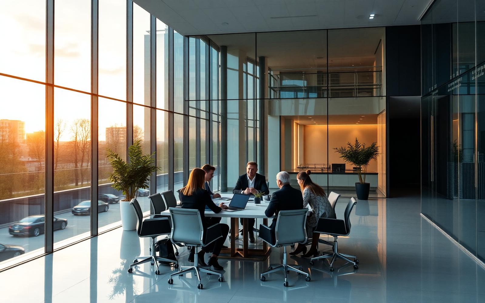 Ivernees team meeting in a modern advisory office